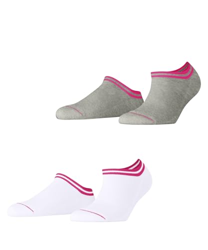 ESPRIT Damen Sneakersocken Base Stripe Multipack W Sn Baumwolle kurz gemustert 2 Paar, Mehrfarbig Grey White 0010, 39-42 von ESPRIT