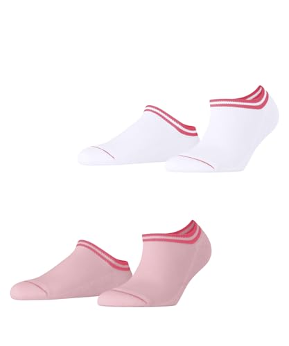 ESPRIT Damen Sneakersocken Base Stripe Multipack W Sn Baumwolle kurz gemustert 2 Paar, Mehrfarbig Pink White 0020, 39-42 von ESPRIT