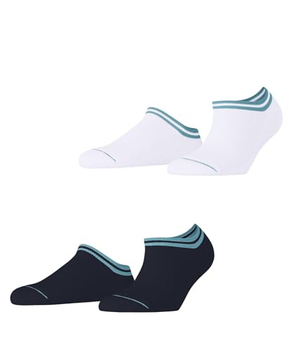ESPRIT Damen Sneakersocken Base Stripe Multipack W Sn Baumwolle kurz gemustert 2 Paar, Mehrfarbig White Navy Blue 0040, 35-38 von ESPRIT