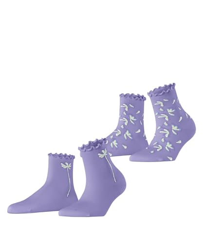 ESPRIT Damen Sneakersocken Blossom Multipack W Sso Viskose kurz gemustert 2 Paar, Lila Thimble 6996, 35-38 von ESPRIT