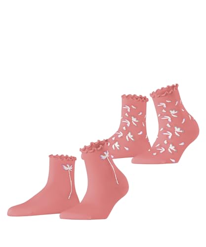 ESPRIT Damen Sneakersocken Blossom Multipack W Sso Viskose kurz gemustert 2 Paar, Rosa Shell Pink 8406, 39-42 von ESPRIT