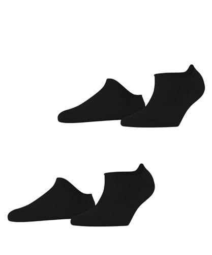 ESPRIT Damen Sneakersocken Easy Rib Multipack W Sn Baumwolle kurz einfarbig 2 Paar, Mehrfarbig Schwarz 0050, 35-38 von ESPRIT