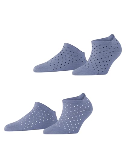 ESPRIT Damen Sneakersocken Fine Dot 2-Pack W SN Baumwolle kurz gemustert 2 Paar, Blau (Jeans Melange 6458), 35-38 von ESPRIT