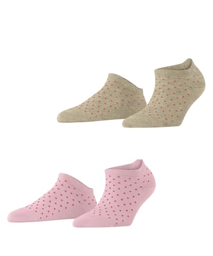 ESPRIT Damen Sneakersocken Fine Dot Multipack W Sn Baumwolle kurz gemustert 2 Paar, Mehrfarbig Brown Pink 0220, 35-38 von ESPRIT