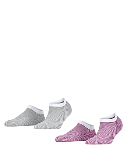 ESPRIT Damen Sneakersocken Fine Stripe 2-Pack W SN Baumwolle kurz gemustert 2 Paar, Mehrfarbig (Sortiment 0100), 39-42 von ESPRIT