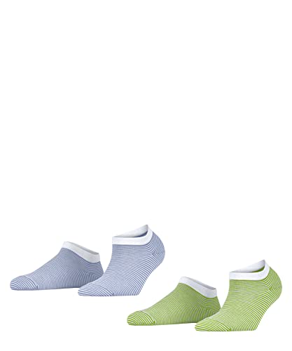 ESPRIT Damen Sneakersocken Fine Stripe 2-Pack W SN Baumwolle kurz gemustert 2 Paar, Mehrfarbig (Sortiment 0110), 35-38 von ESPRIT