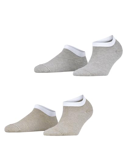 ESPRIT Damen Sneakersocken Fine Stripe Multipack W Sn Baumwolle kurz gemustert 2 Paar, Mehrfarbig Beige Brown 0190, 39-42 von ESPRIT