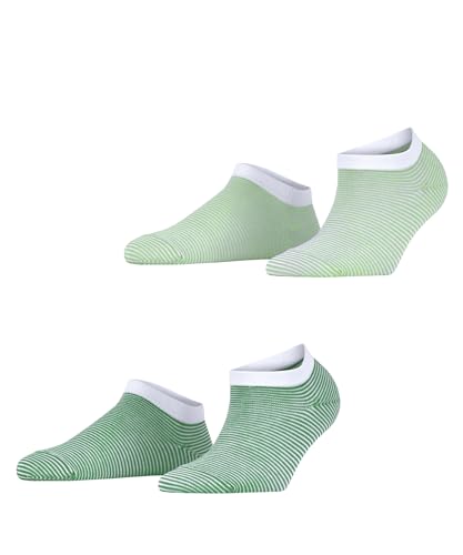 ESPRIT Damen Sneakersocken Fine Stripe Multipack W Sn Baumwolle kurz gemustert 2 Paar, Mehrfarbig Green Mix 0160, 35-38 von ESPRIT
