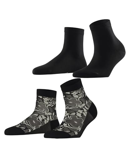ESPRIT Damen Sneakersocken Geranium Multipack W Sso Baumwolle kurz gemustert 2 Paar, Schwarz Black Mix 0050, 39-42 von ESPRIT