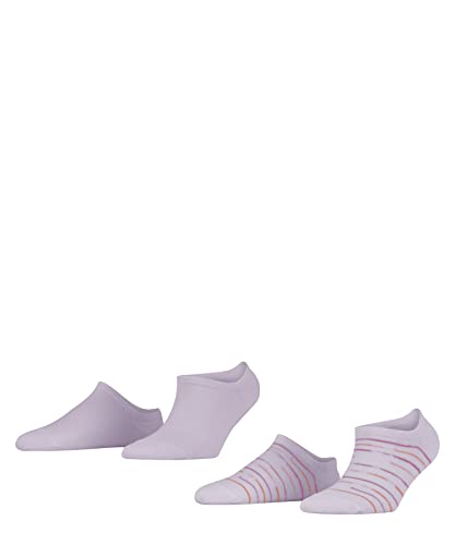 ESPRIT Damen Sneakersocken Irregular Stripe 2-Pack W SN Baumwolle kurz gemustert 2 Paar, Rosa (Anemone 6790), 36-41 von ESPRIT