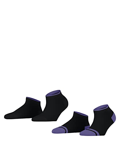 ESPRIT Damen Sneakersocken Mesh Stripe 2-Pack W SN Baumwolle kurz einfarbig 2 Paar, Schwarz (Black 3000), 35-38 von ESPRIT