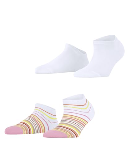 ESPRIT Damen Sneakersocken Multi Stripe Multipack W Sn Baumwolle kurz einfarbig 2 Paar, Weiß White 2021, 39-42 von ESPRIT