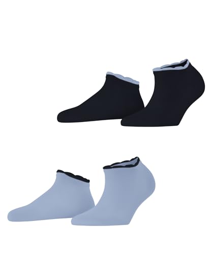 ESPRIT Damen Sneakersocken Romantic Multipack W Sn Viskose kurz einfarbig 2 Paar, Mehrfarbig Blau Grün 0040, 35-38 von ESPRIT