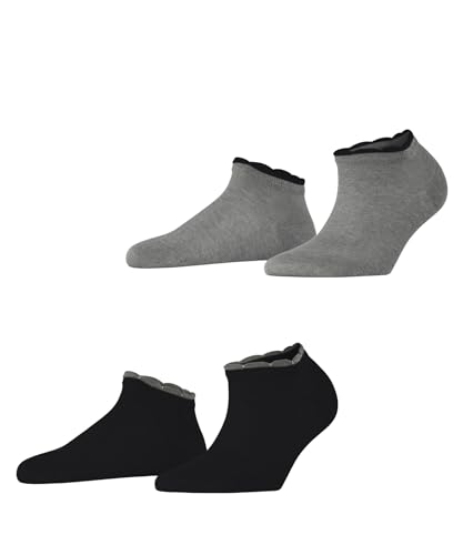 ESPRIT Damen Sneakersocken Romantic Multipack W Sn Viskose kurz einfarbig 2 Paar, Mehrfarbig Grau Schwarz 0050, 35-38 von ESPRIT