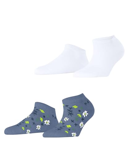 ESPRIT Damen Sneakersocken Spring Flowers Multipack W Sn Baumwolle kurz gemustert 2 Paar, Mehrfarbig White Blue 0090, 35-38 von ESPRIT