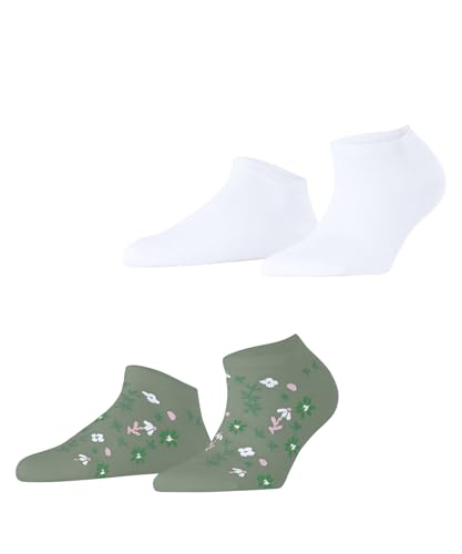 ESPRIT Damen Sneakersocken Spring Flowers Multipack W Sn Baumwolle kurz gemustert 2 Paar, Mehrfarbig White Green 0080, 35-38 von ESPRIT