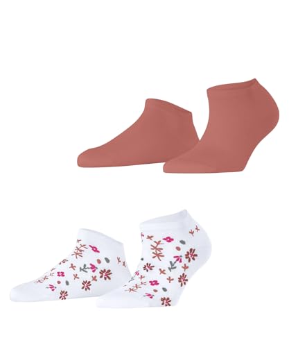 ESPRIT Damen Sneakersocken Spring Flowers Multipack W Sn Baumwolle kurz gemustert 2 Paar, Mehrfarbig White Pink 0060, 39-42 von ESPRIT
