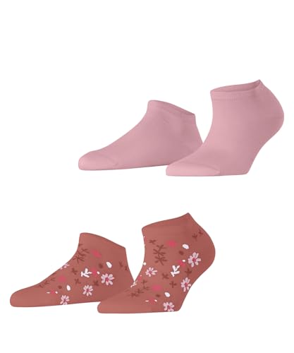 ESPRIT Damen Sneakersocken Spring Flowers Multipack W Sn Baumwolle kurz gemustert 2 Paar, Rosa Rose Mix 0070, 39-42 von ESPRIT