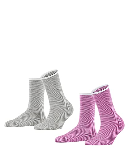 ESPRIT Damen Socken Allover Stripe 2-Pack W SO Baumwolle gemustert 2 Paar, Mehrfarbig (Sortiment 0100), 35-38 von ESPRIT