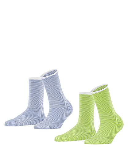 ESPRIT Damen Allover Stripe 2-pack W Baumwolle Gemustert 2 Paar Socken, Mehrfarbig (Sortiment 0110), 35-38 EU von ESPRIT