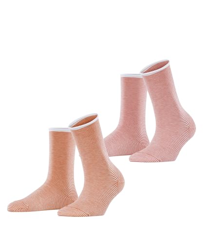 ESPRIT Damen Socken Allover Stripe Multipack W So Baumwolle gemustert 2 Paar, Mehrfarbig Rot Orange 0180, 35-38 von ESPRIT