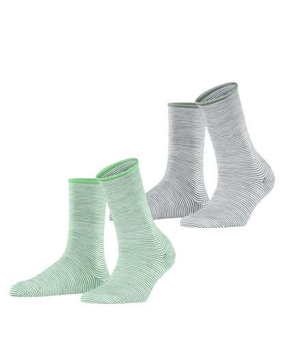 ESPRIT Damen Socken Allover Stripe Multipack W So Baumwolle gemustert 2 Paar, Mehrfarbig Green Grey 0240, 35-38 von ESPRIT