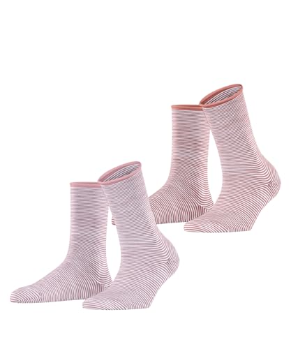 ESPRIT Damen Socken Allover Stripe Multipack W So Baumwolle gemustert 2 Paar, Mehrfarbig Pink Red 0230, 35-38 von ESPRIT