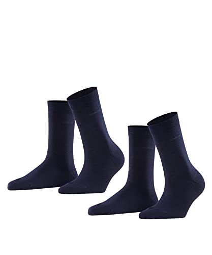 ESPRIT Damen Socken Basic Easy 2-Pack W SO Baumwolle einfarbig 1 Paar, Blau (Marine 6120), 35-38 von ESPRIT