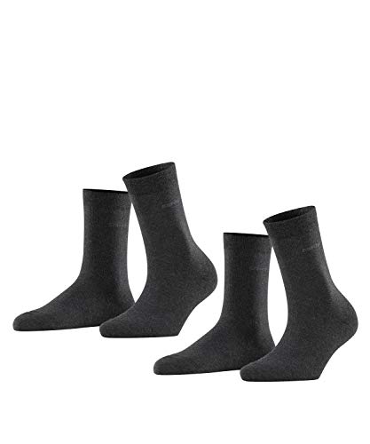 ESPRIT Damen Socken Basic Easy 2-Pack W SO Baumwolle einfarbig 2 Paar, Grau (Anthracite Melange 3080), 39-42 von ESPRIT