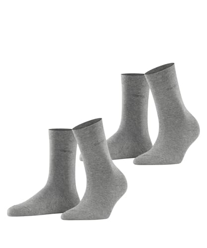ESPRIT Damen Socken Basic Easy Multipack W So Baumwolle einfarbig 2 Paar, Grau Light Grey Melange 3390, 39-42 von ESPRIT