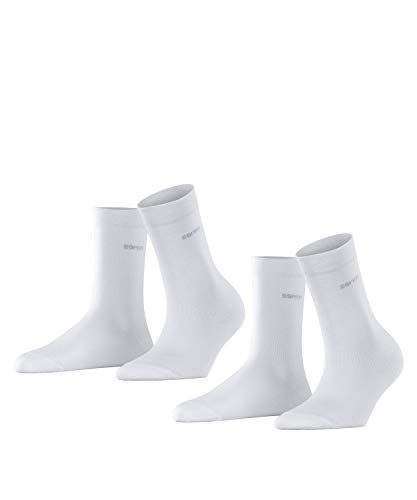 ESPRIT Damen Socken Basic Easy 2-Pack W SO Baumwolle einfarbig 1 Paar, Weiß (White 2000), 35-38 von ESPRIT