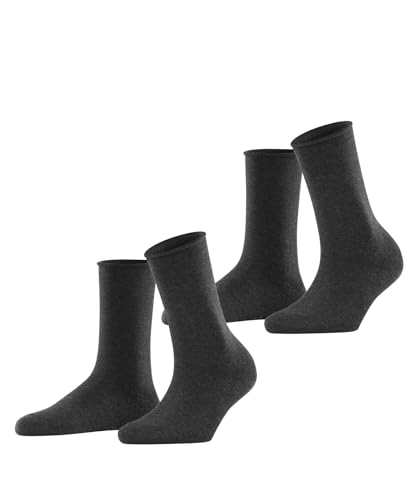 ESPRIT Damen Socken Basic Pure Multipack W So Baumwolle einfarbig 2 Paar, Grau Anthracite Melange 3080, 35-38 von ESPRIT