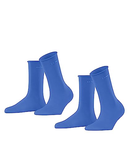 ESPRIT Damen Socken Basic Pure 2-Pack W SO Baumwolle einfarbig 2 Paar, Blau (Deep Blue 6046), 39-42 von ESPRIT