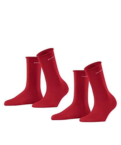 ESPRIT Damen Socken Basic Pure 2-Pack W SO Baumwolle einfarbig 2 Paar, Rosa (Red Pepper 8074), 35-38 von ESPRIT