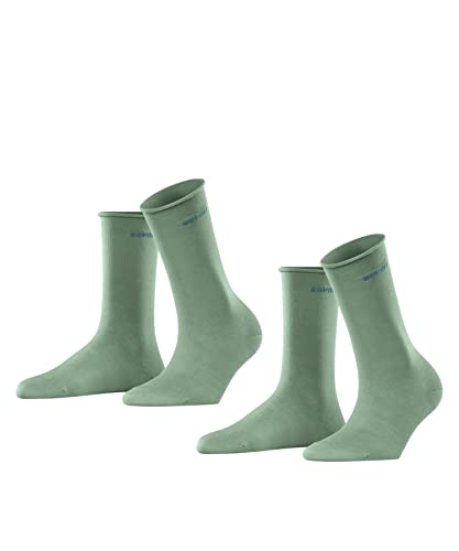 ESPRIT Damen Socken Basic Pure 2-Pack, Biologische Baumwolle, 2 Paar, Grün (Tourmaline 7182), 35-38 von ESPRIT