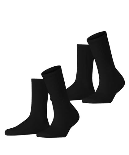 ESPRIT Damen Socken Basic Tennis Multipack W So Baumwolle einfarbig 2 Paar, Mehrfarbig Schwarz 0060, 39-42 von ESPRIT