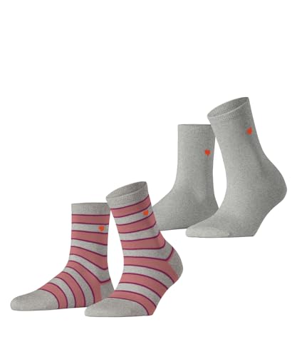 ESPRIT Damen Socken Block Stripe 2-Pack W SO Baumwolle gemustert 2 Paar, Grau (Storm Grey 3820), 35-38 von ESPRIT