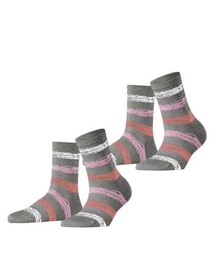 ESPRIT Damen Socken Brushed Stripes 2 Pack W SO Baumwolle gemustert 2 Paar, Grau (Light Grey 3400), 39-42 von ESPRIT