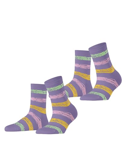 ESPRIT Damen Socken Brushed Stripes Multipack W So Baumwolle gemustert 2 Paar, Lila Lupine 6903, 35-38 von ESPRIT