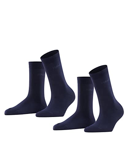ESPRIT Damen Socken Uni 2-Pack, Biologische Baumwolle, 2 Paar, Blau (Marine 6120), 35-38 von ESPRIT