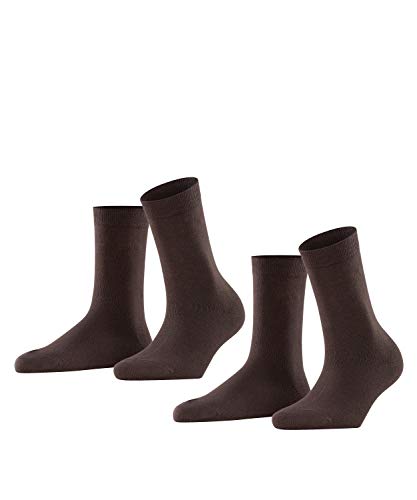 ESPRIT Damen Socken Uni 2-Pack W SO Baumwolle einfarbig 2 Paar, Braun (Dark Brown 5230), 35-38 von ESPRIT