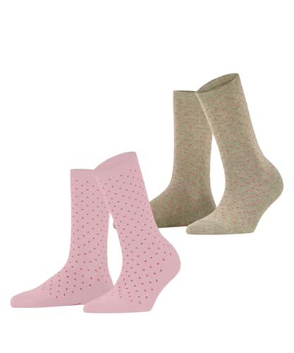 ESPRIT Damen Socken Fine Dot Multipack W So Baumwolle gemustert 2 Paar, Mehrfarbig Brown Pink 0050, 35-38 von ESPRIT