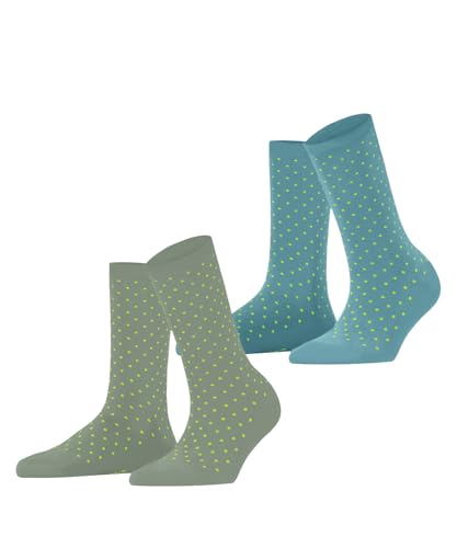 ESPRIT Damen Socken Fine Dot Multipack W So Baumwolle gemustert 2 Paar, Mehrfarbig Green Grey 0060, 35-38 von ESPRIT