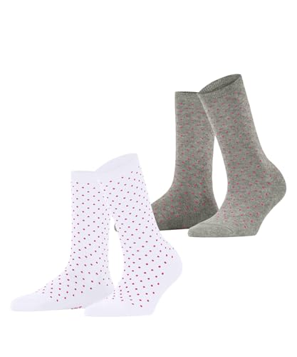 ESPRIT Damen Socken Fine Dot Multipack W So Baumwolle gemustert 2 Paar, Mehrfarbig Grey White 0040, 35-38 von ESPRIT