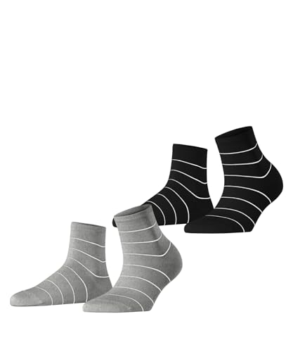 ESPRIT Damen Socken Fine Line Multipack W Sso Baumwolle gemustert 2 Paar, Mehrfarbig Schwarz Grau 0010, 39-42 von ESPRIT