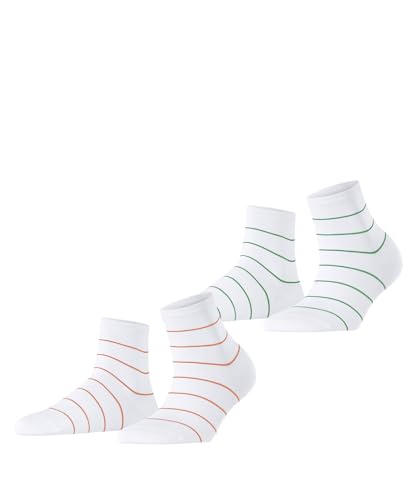 ESPRIT Damen Socken Fine Line 2-Pack W SSO Baumwolle gemustert 2 Paar, Mehrfarbig (Weiß 0050), 35-38 von ESPRIT