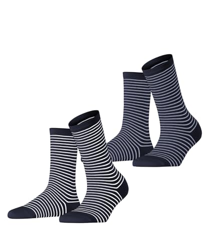 ESPRIT Damen Socken Fine Line Multipack W So Baumwolle gemustert 2 Paar, Mehrfarbig Blau 0040, 39-42 von ESPRIT