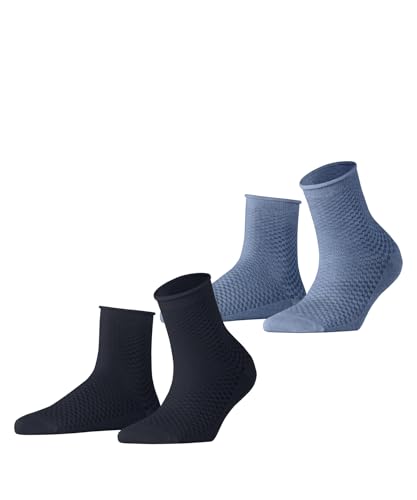 ESPRIT Damen Socken Fine Mesh Multipack W Sso Baumwolle einfarbig 2 Paar, Blau Blue Navy 0040, 39-42 von ESPRIT