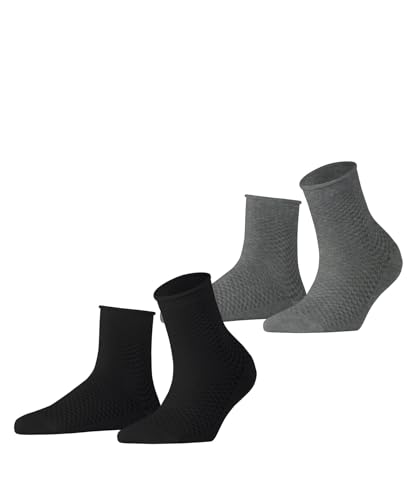 ESPRIT Damen Socken Fine Mesh Multipack W Sso Baumwolle einfarbig 2 Paar, Mehrfarbig Black Grey 0050, 39-42 von ESPRIT