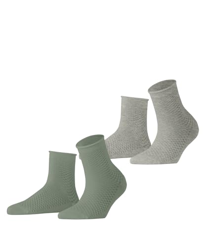 ESPRIT Damen Socken Fine Mesh Multipack W Sso Baumwolle einfarbig 2 Paar, Mehrfarbig Green Grey 0030, 35-38 von ESPRIT